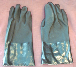 GLOVE PVC BLACK DOUBLE;DIP 12 IN ROUGH FINISH - Latex, Supported